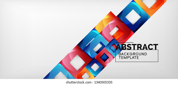 Background with color squares composition, modern geometric abstraction design for poster, cover, branding or banner. Vector