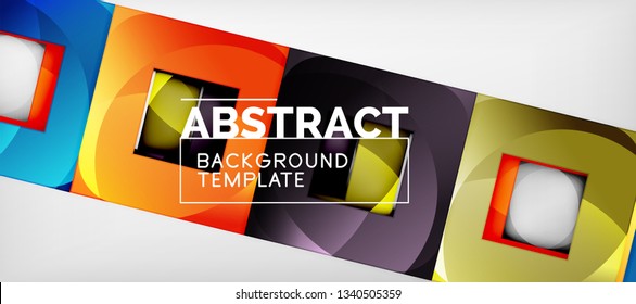 Fondo con composición de cuadrados de color, diseño de abstracción geométrica moderno para afiches, portada, marca o banner. Vector