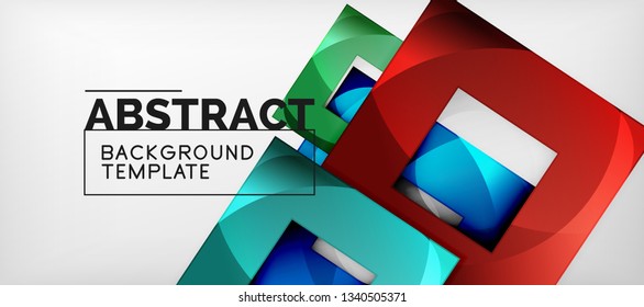 Fundo com composição de quadrados de cor, design moderno de abstração geométrica para cartaz, capa, marca ou banner. Vetor