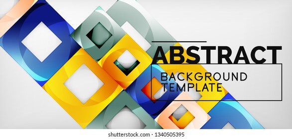 Background with color squares composition, modern geometric abstraction design for poster, cover, branding or banner. Vector