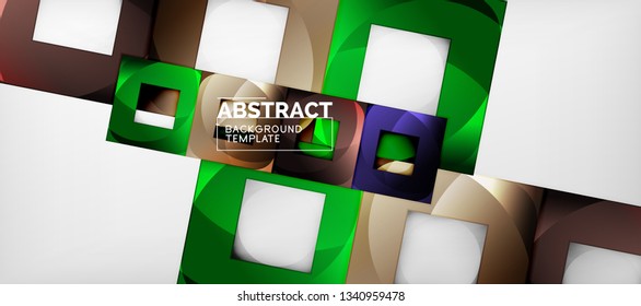 Background with color squares composition, modern geometric abstraction design for poster, cover, branding or banner. Vector