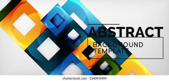 Background with color squares composition, modern geometric abstraction design for poster, cover, branding or banner. Vector