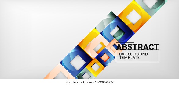 Hintergrund mit Farbquadratkomposition, modernem geometrischem Abstraktionsdesign für Poster, Deckel, Branding oder Banner. Vektorgrafik