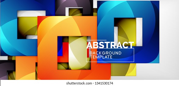 Background with color squares composition, modern geometric abstraction design for poster, cover, branding or banner. Vector