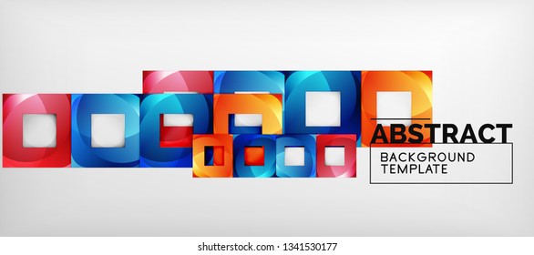 Background with color squares composition, modern geometric abstraction design for poster, cover, branding or banner. Vector