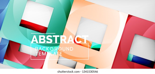 Fondo con composición de cuadrados de color, diseño de abstracción geométrica moderno para afiches, portada, marca o banner. Vector