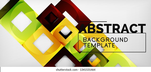 Background with color squares composition, modern geometric abstraction design for poster, cover, branding or banner. Vector