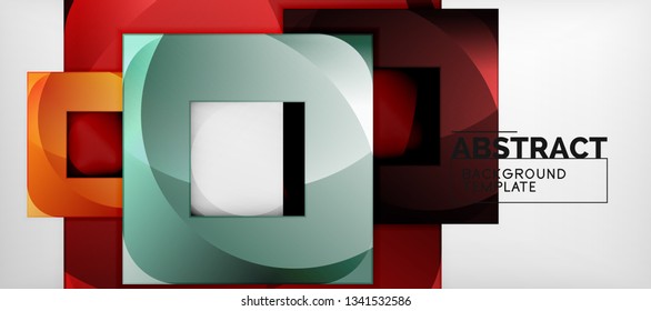 Background with color squares composition, modern geometric abstraction design for poster, cover, branding or banner. Vector