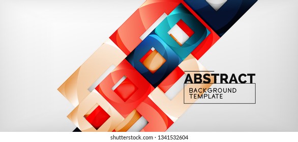 Background with color squares composition, modern geometric abstraction design for poster, cover, branding or banner. Vector
