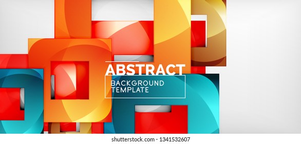Background with color squares composition, modern geometric abstraction design for poster, cover, branding or banner. Vector