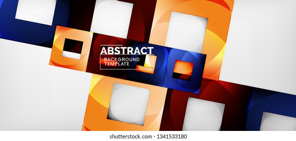 Fondo con composición de cuadrados de color, diseño de abstracción geométrica moderno para afiches, portada, marca o banner. Vector