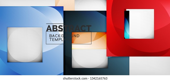 Background with color squares composition, modern geometric abstraction design for poster, cover, branding or banner. Vector