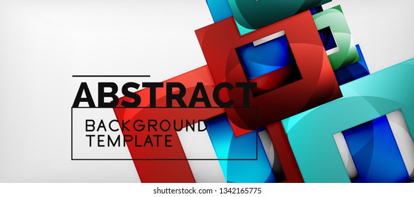 Background with color squares composition, modern geometric abstraction design for poster, cover, branding or banner. Vector
