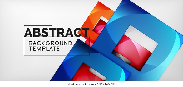 Background with color squares composition, modern geometric abstraction design for poster, cover, branding or banner. Vector