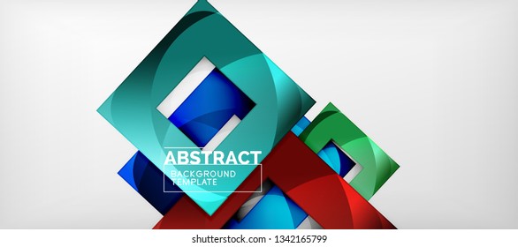 Fondo con composición de cuadrados de color, diseño de abstracción geométrica moderno para afiches, portada, marca o banner. Vector