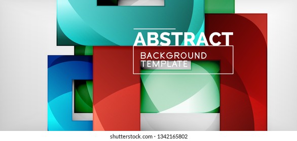 Fondo con composición de cuadrados de color, diseño de abstracción geométrica moderno para afiches, portada, marca o banner. Vector
