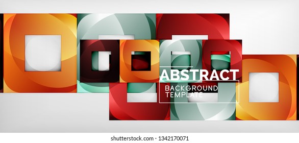 Fondo con composición de cuadrados de color, diseño de abstracción geométrica moderno para afiches, portada, marca o banner. Vector