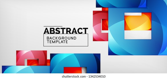 Hintergrund mit Farbquadratkomposition, modernem geometrischem Abstraktionsdesign für Poster, Deckel, Branding oder Banner. Vektorgrafik