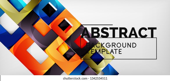 Background with color squares composition, modern geometric abstraction design for poster, cover, branding or banner. Vector