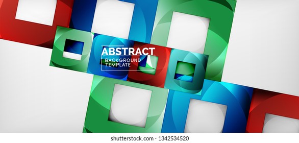 Background with color squares composition, modern geometric abstraction design for poster, cover, branding or banner. Vector