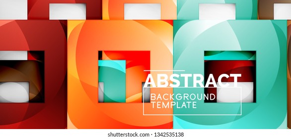 Fondo con composición de cuadrados de color, diseño de abstracción geométrica moderno para afiches, portada, marca o banner. Vector