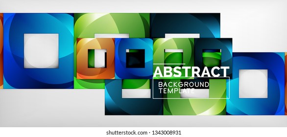 Fondo con composición de cuadrados de color, diseño de abstracción geométrica moderno para afiches, portada, marca o banner. Vector