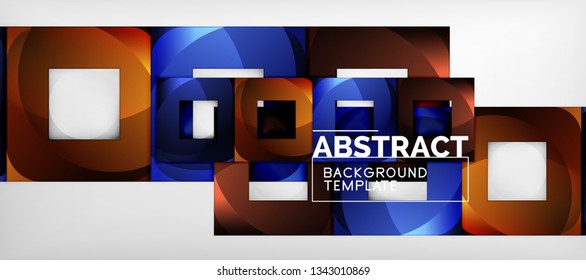 Fundo com composição de quadrados de cor, design moderno de abstração geométrica para cartaz, capa, marca ou banner. Vetor