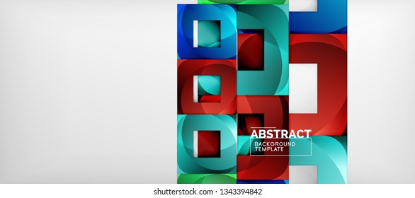 Background with color squares composition, modern geometric abstraction design for poster, cover, branding or banner. Vector