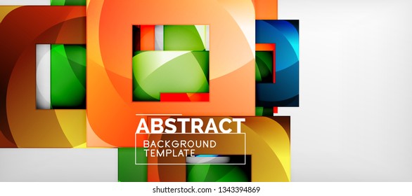Background with color squares composition, modern geometric abstraction design for poster, cover, branding or banner. Vector