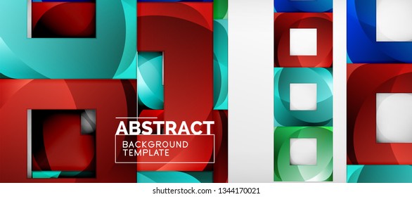 Background with color squares composition, modern geometric abstraction design for poster, cover, branding or banner. Vector