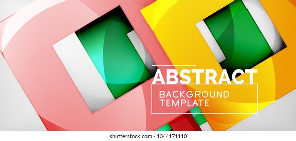 Background with color squares composition, modern geometric abstraction design for poster, cover, branding or banner. Vector