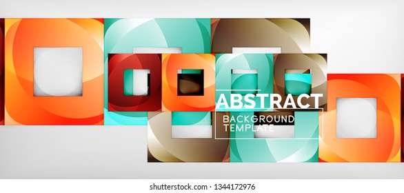 Background with color squares composition, modern geometric abstraction design for poster, cover, branding or banner. Vector