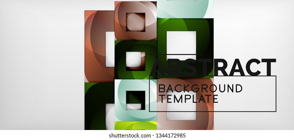 Background with color squares composition, modern geometric abstraction design for poster, cover, branding or banner. Vector