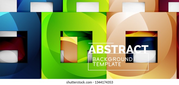 Background with color squares composition, modern geometric abstraction design for poster, cover, branding or banner. Vector