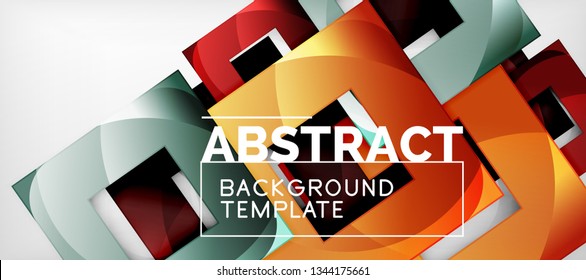 Fondo con composición de cuadrados de color, diseño de abstracción geométrica moderno para afiches, portada, marca o banner. Vector