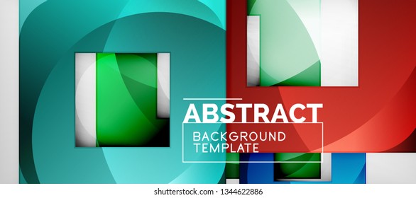 Fondo con composición de cuadrados de color, diseño de abstracción geométrica moderno para afiches, portada, marca o banner. Vector