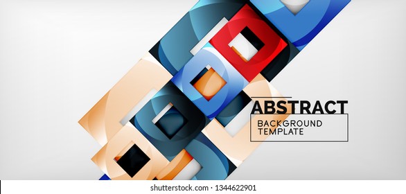 Fondo con composición de cuadrados de color, diseño de abstracción geométrica moderno para afiches, portada, marca o banner. Vector