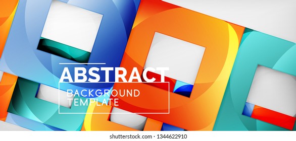 Background with color squares composition, modern geometric abstraction design for poster, cover, branding or banner. Vector