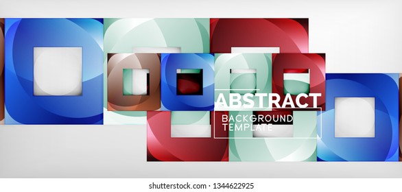 Background with color squares composition, modern geometric abstraction design for poster, cover, branding or banner. Vector