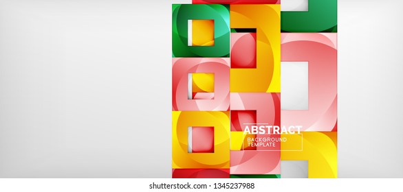 Background with color squares composition, modern geometric abstraction design for poster, cover, branding or banner. Vector