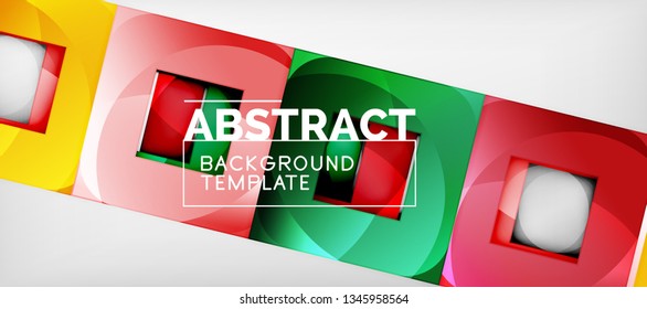 Background with color squares composition, modern geometric abstraction design for poster, cover, branding or banner. Vector