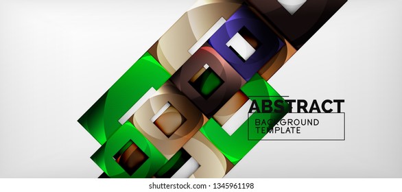 Background with color squares composition, modern geometric abstraction design for poster, cover, branding or banner. Vector