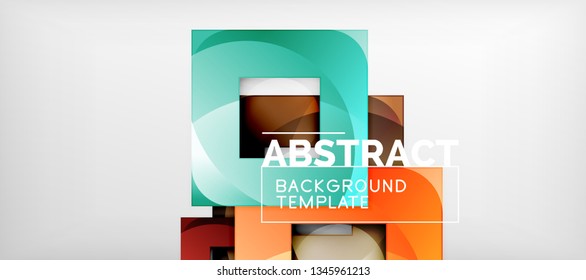 Fondo con composición de cuadrados de color, diseño de abstracción geométrica moderno para afiches, portada, marca o banner. Vector