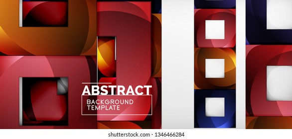 Fondo con composición de cuadrados de color, diseño de abstracción geométrica moderno para afiches, portada, marca o banner. Vector