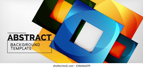 Hintergrund mit Farbquadratkomposition, modernem geometrischem Abstraktionsdesign für Poster, Deckel, Branding oder Banner. Vektorgrafik