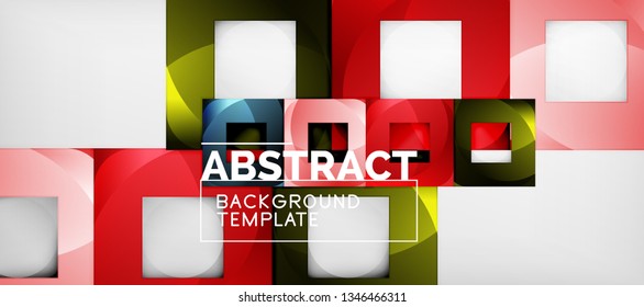 Fondo con composición de cuadrados de color, diseño de abstracción geométrica moderno para afiches, portada, marca o banner. Vector