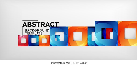 Fondo con composición de cuadrados de color, diseño de abstracción geométrica moderno para afiches, portada, marca o banner. Vector