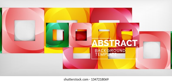 Fondo con composición de cuadrados de color, diseño de abstracción geométrica moderno para afiches, portada, marca o banner. Vector