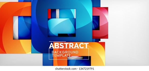 Background with color squares composition, modern geometric abstraction design for poster, cover, branding or banner. Vector