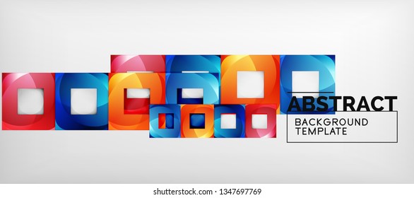 Background with color squares composition, modern geometric abstraction design for poster, cover, branding or banner. Vector